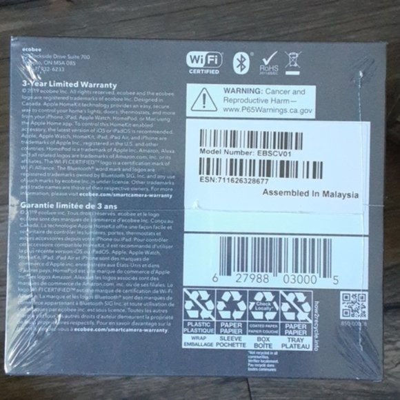 Ecobee SmartCamera+SmartSensor Home Security System w/6mo.Monitoring Sub - Picture 6 of 7